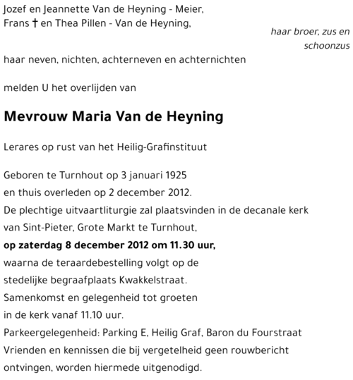 Maria Van de Heyning