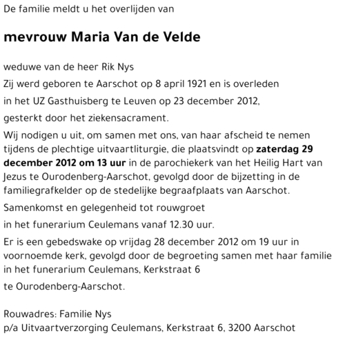 Maria Van de Velde