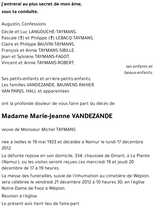 Marie-Jeanne VANDEZANDE
