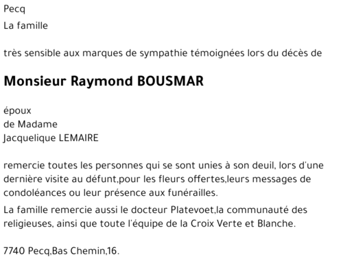 Raymond BOUSMAR