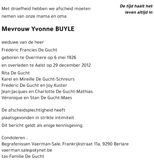 Yvonne BUYLE