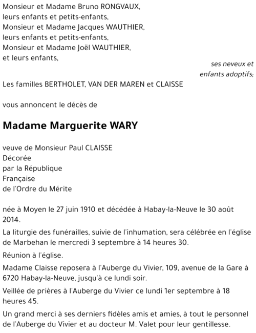 Marguerite WARY