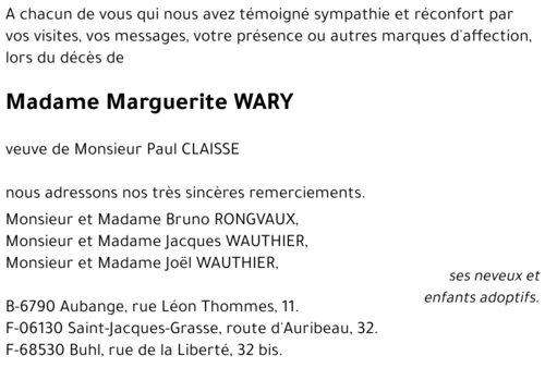 Marguerite WARY