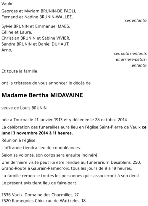 Bertha MIDAVAINE