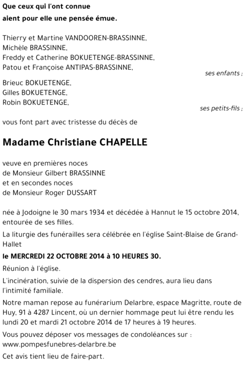 Christiane CHAPELLE