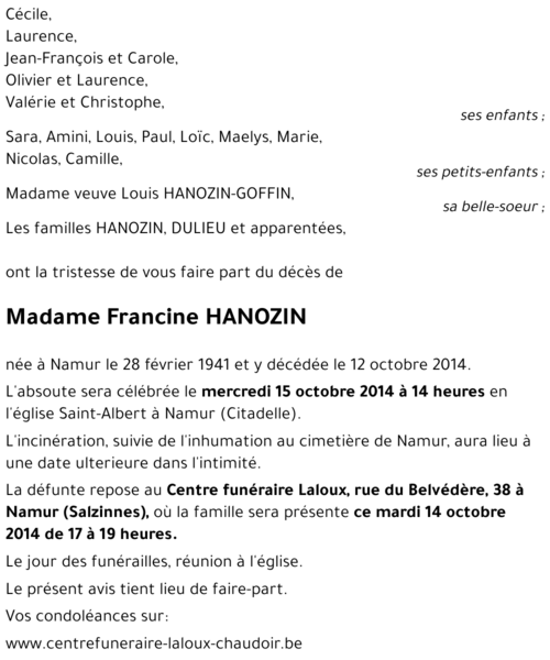 Francine HANOZIN