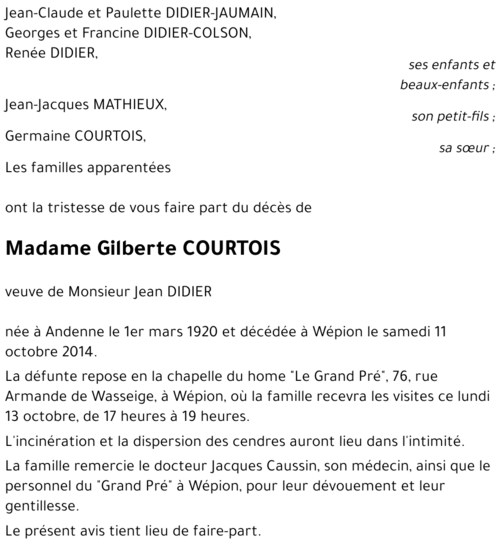 Gilberte COURTOIS