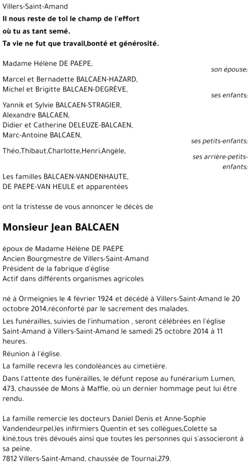 Jean BALCAEN