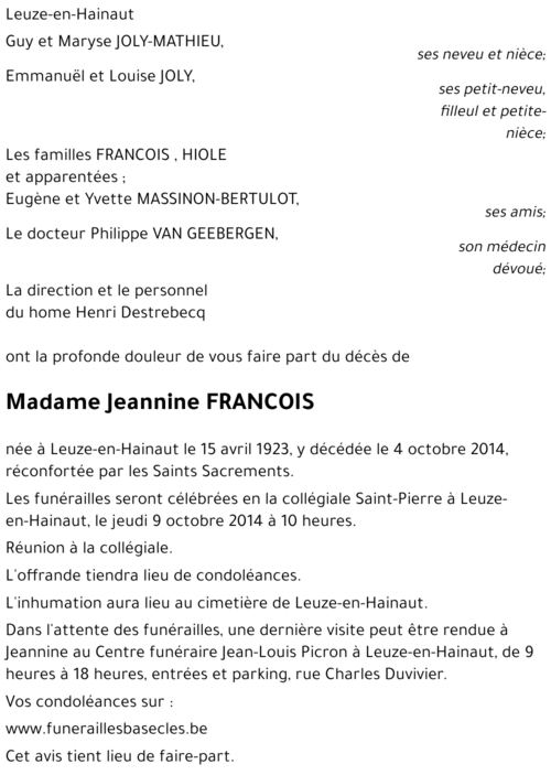 Jeannine FRANCOIS