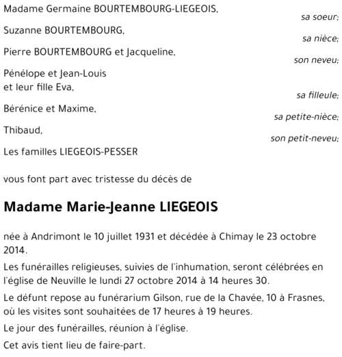 Marie-Jeanne LIEGEOIS