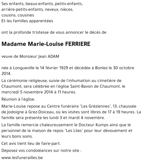 Marie-Louise FERRIERE