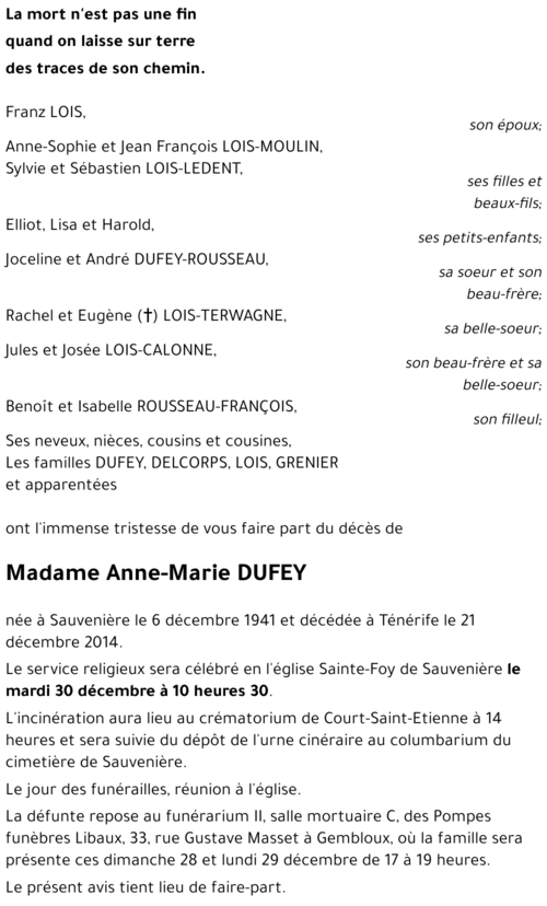 Anne-Marie DUFEY