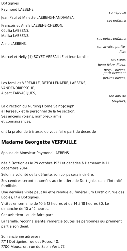 Georgette VERFAILLE