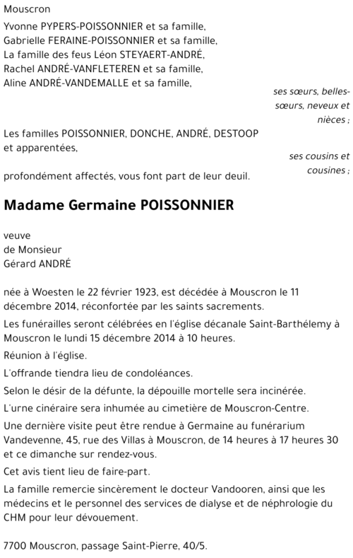Germaine POISSONNIER