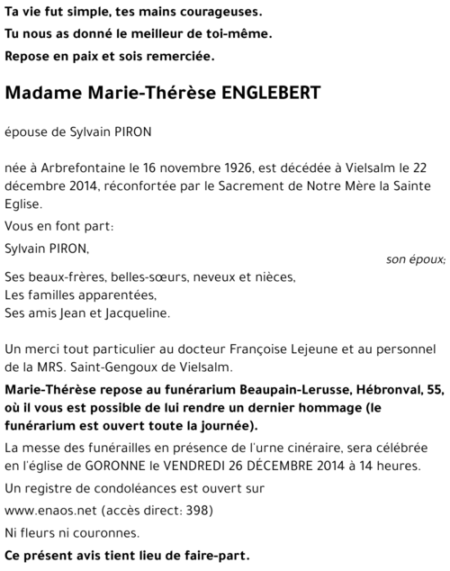 Marie-Thérèse ENGLEBERT