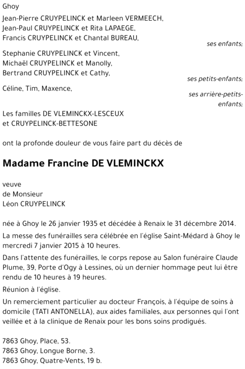 Francine DE VLEMINCKX