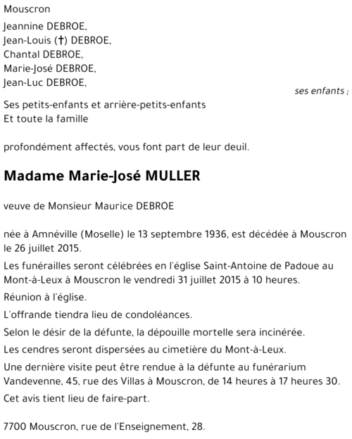 Marie-José MULLER