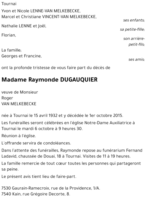 Raymonde DUGAUQUIER