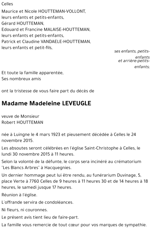 Madeleine LEVEUGLE
