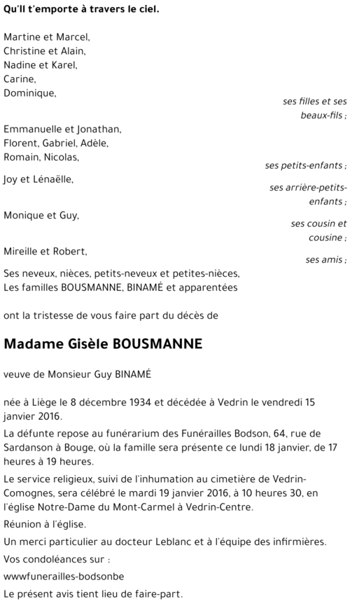 Gisèle BOUSMANNE