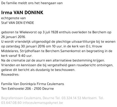 Irma Van Donink