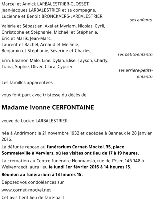 Ivonne CERFONTAINE