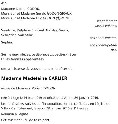 Madeleine CARLIER
