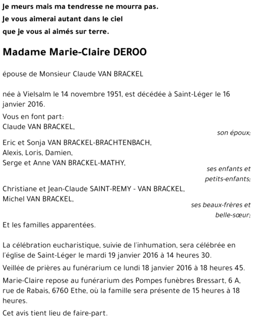 Marie-Claire DEROO 