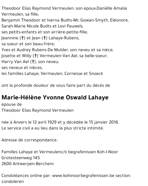 Marie-Hélène Yvonne Lahaye