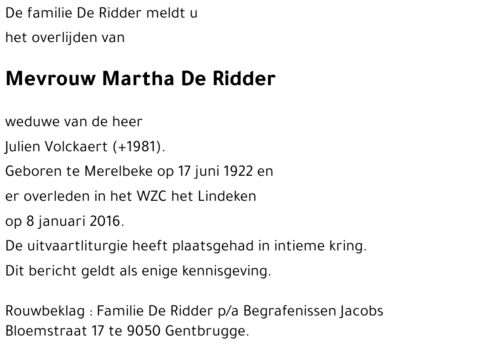 Martha De Ridder