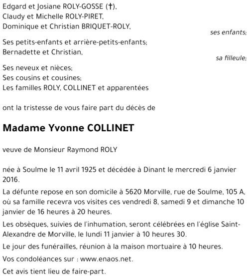 Yvonne COLLINET