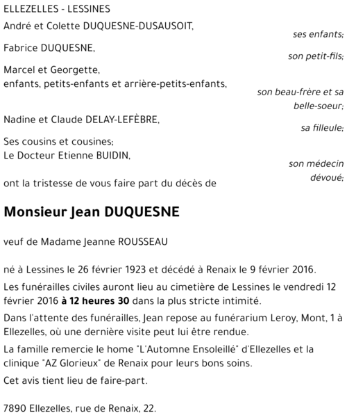 Jean DUQUESNE