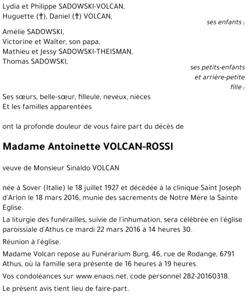 Antoinette VOLCAN-ROSSI