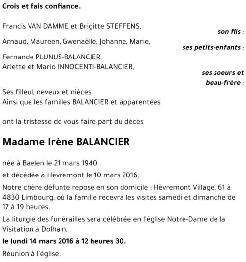 Irène BALANCIER