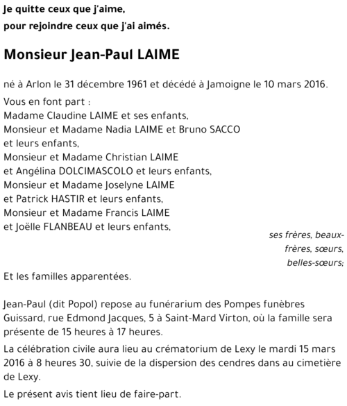 Jean-Paul LAIME