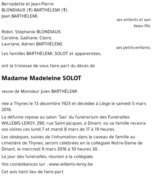 Madeleine SOLOT
