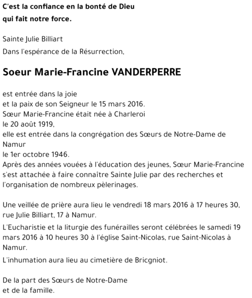 Marie-Francine VANDERPERRE
