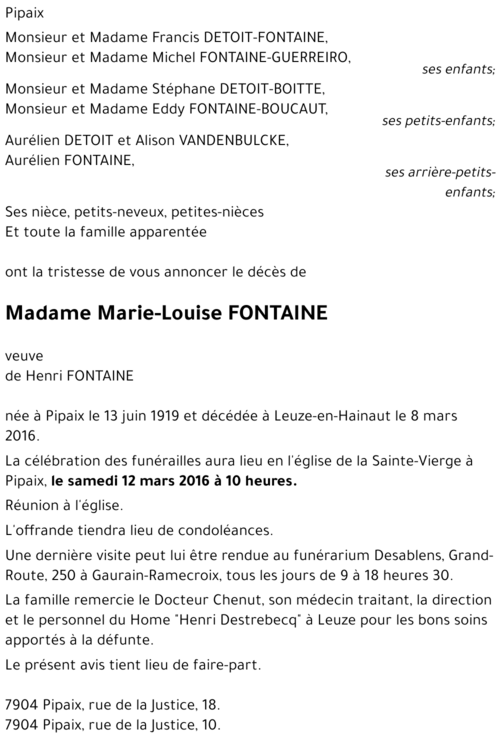 Marie-Louise FONTAINE