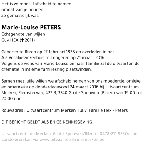 Marie-Louise PETERS