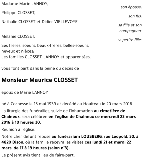 Maurice CLOSSET