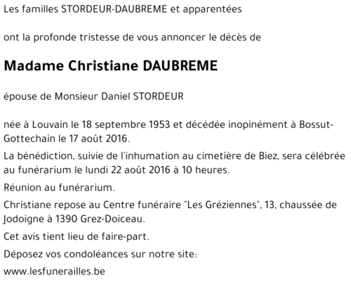 Christiane DAUBREME