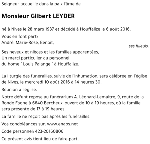 Gilbert LEYDER
