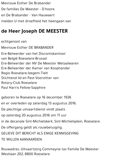 Joseph De Meester