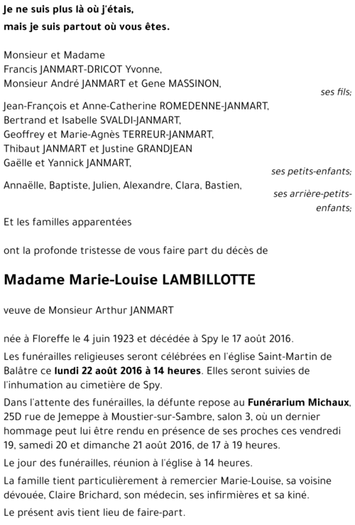 Marie-Louise LAMBIllOTTE