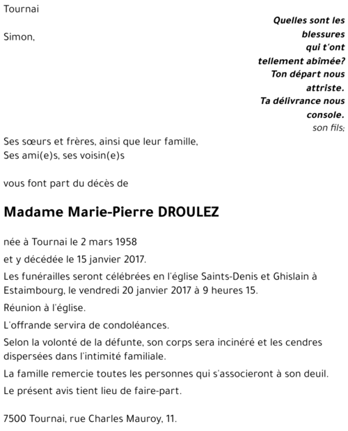 Marie-Pierre DROULEZ