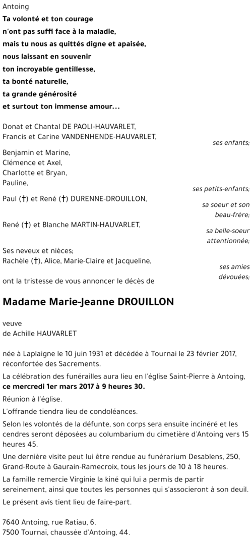 Marie-Jeanne DROUILLON