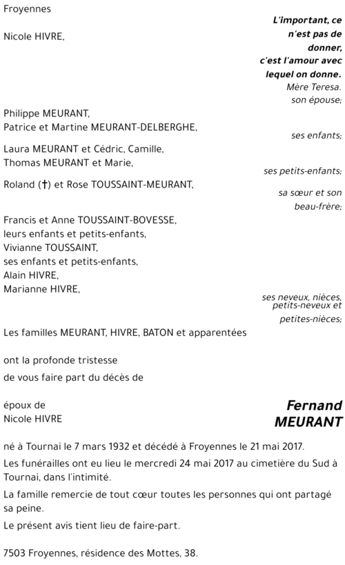 Fernand MEURANT
