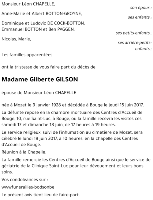 Gilberte GILSON
