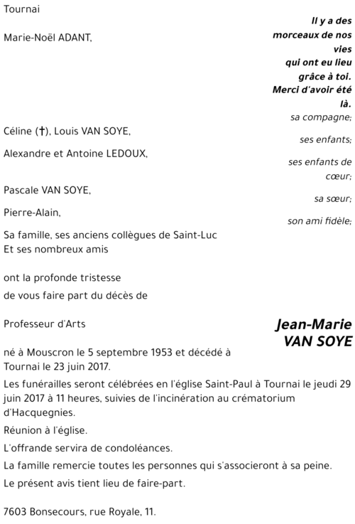 Jean-Marie VAN SOYE