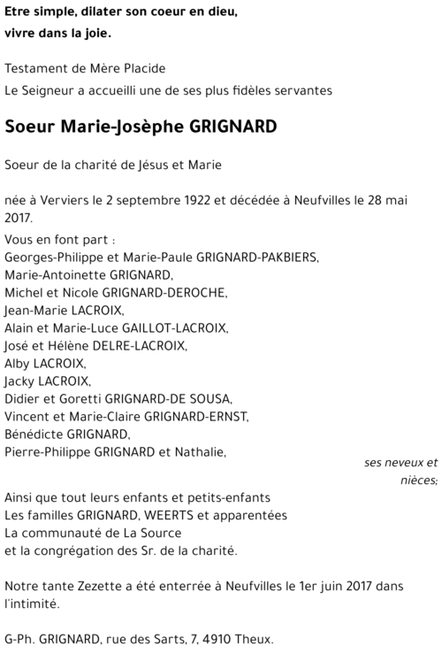 Josèphe GRIGNARD